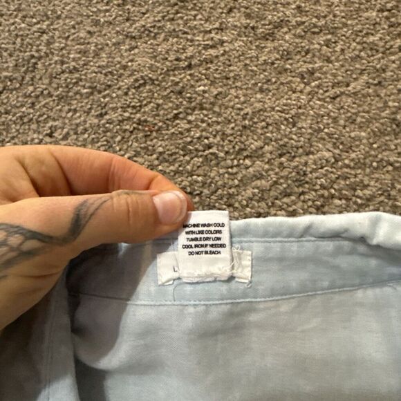 Lime Blue Lightweight Shirt Womens Large‎ Chambray Long Sleeve Button Down Tunic - Picture 5 of 10